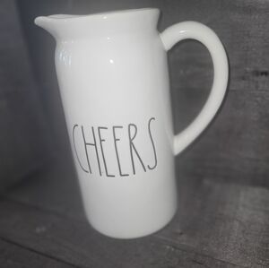 Rae Dunn "CHEERS" Pitcher Ceramic Serving Home Decor Magenta Artisan Collection